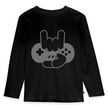 Player - Kids' Premium Longsleeve Shirt - black - Front - AI Model Kid Male (0cm)