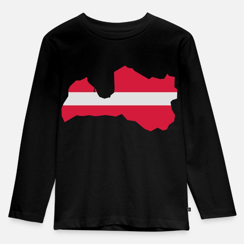 Lettland - Kinder Premium Bio Langarmshirt - Schwarz