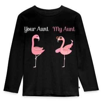 Flamingo Tante Ihre Tante Meine Tante - Kinder Premium Bio Langarmshirt - Schwarz - Vorne - AI Model Kid Male (0cm)