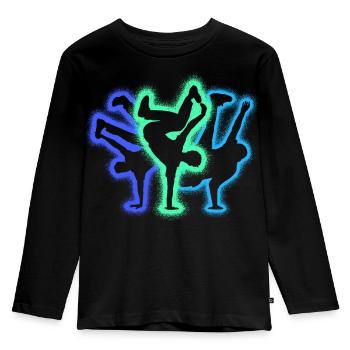 Breakdance Silhouetten Jungen Herren Breakdancer - Kinder Premium Bio Langarmshirt - Schwarz - Vorne - AI Model Kid Male (0cm)