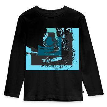 Wellen - Kinder Premium Bio Langarmshirt - Schwarz - Vorne - AI Model Kid Male (0cm)