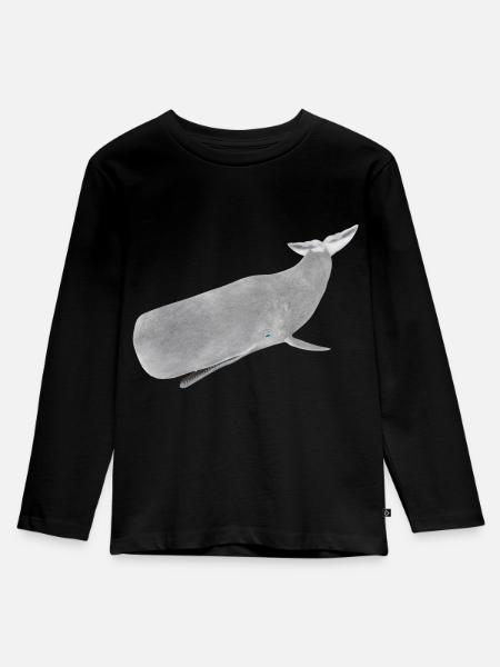 Pottwal, Wal, Walfisch - Kinder Premium Bio Langarmshirt - Schwarz