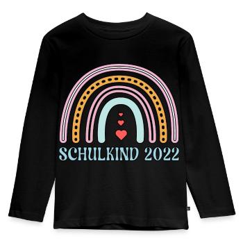 Schulkind 2022 Schulanfang Regenbogen Einschulung - Kinder Premium Bio Langarmshirt - Schwarz - Vorne - AI Model Kid Male (0cm)
