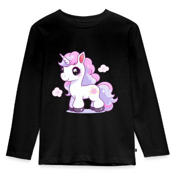 Jolie licorne - T-shirt manches longues Premium Enfant - noir - Devant - AI Model Kid Male (0cm)