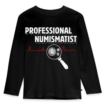 Expert in Coins: The Professional Numismatist - Kids' Premium Longsleeve Shirt - black - Front - AI Model Kid Male (0cm)