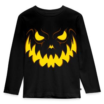 Halloween Kürbis - Kinder Premium Bio Langarmshirt - Schwarz - Vorne - AI Model Kid Male (0cm)
