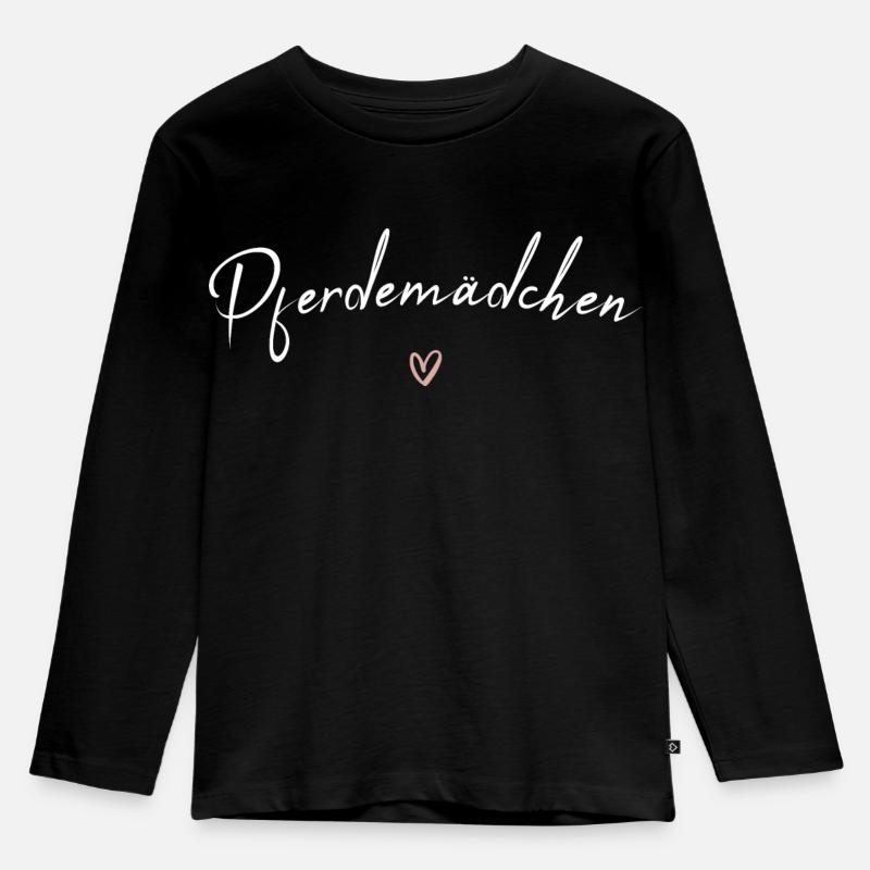 Pferdemädchen Reiten Pferd - Kinder Premium Bio Langarmshirt - Schwarz