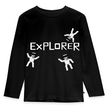 Explorer - Kinder Premium Bio Langarmshirt - Schwarz - Vorne - AI Model Kid Male (0cm)