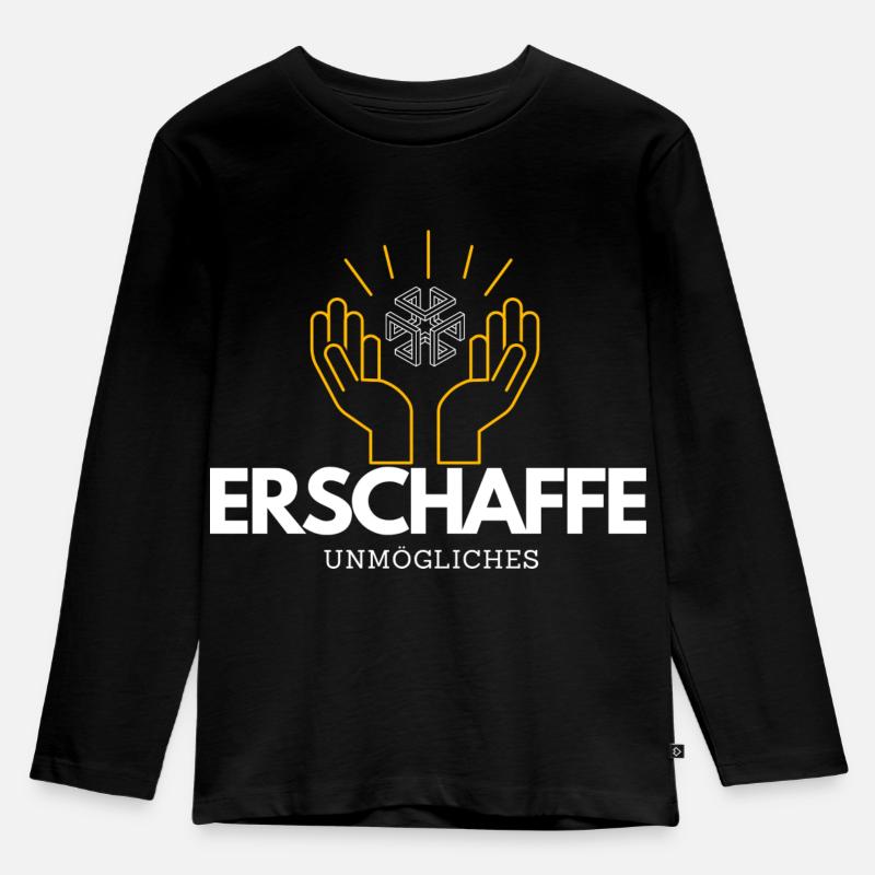 Erschaffe unmögliches - Kinder Premium Bio Langarmshirt - Schwarz