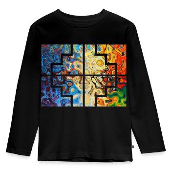 Geometric Collors - Kids' Premium Longsleeve Shirt - black - Front - AI Model Kid Male (0cm)