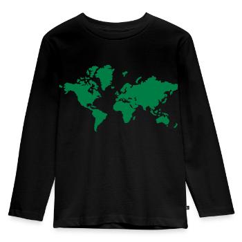 World map - Kids' Premium Longsleeve Shirt - black - Front - AI Model Kid Male (0cm)