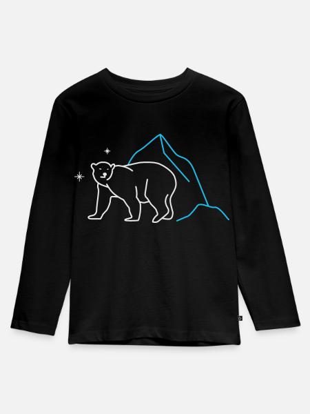Polar Bear Walking - Kinder Premium Bio Langarmshirt - Schwarz