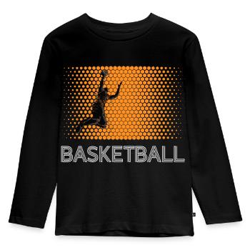 basketball basketballspieler dunking - Kinder Premium Bio Langarmshirt - Schwarz - Vorne - AI Model Kid Male (0cm)
