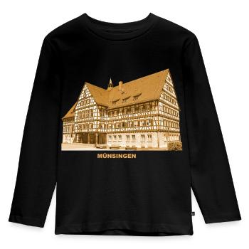 Münsingen Town Hall Reutlingen Baden-Württemberg - Kids' Premium Longsleeve Shirt - black - Front - AI Model Kid Male (0cm)
