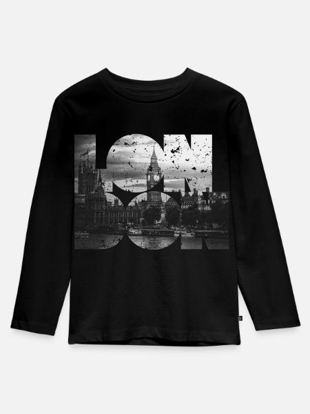 London - Kinder Premium Bio Langarmshirt - Schwarz