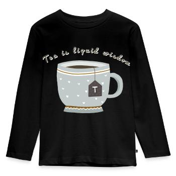 Tea is liquid wisdom - Kids' Premium Longsleeve Shirt - black - Front - AI Model Kid Male (0cm)