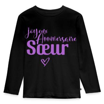 joyeux Anniversaire sœur - T-shirt manches longues Premium Enfant - noir - Devant - AI Model Kid Male (0cm)