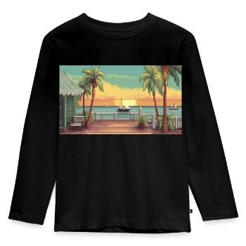 Key West, Florida - Pixel Art - Kids' Premium Longsleeve Shirt - black - Front - AI Model Kid Male (0cm)