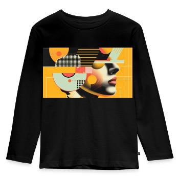 Geometric facial play - Kids' Premium Longsleeve Shirt - black - Front - AI Model Kid Male (0cm)