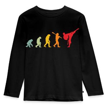 Karate Evolution Entwicklung Kamfkunst - Kinder Premium Bio Langarmshirt - Schwarz - Vorne - AI Model Kid Male (0cm)