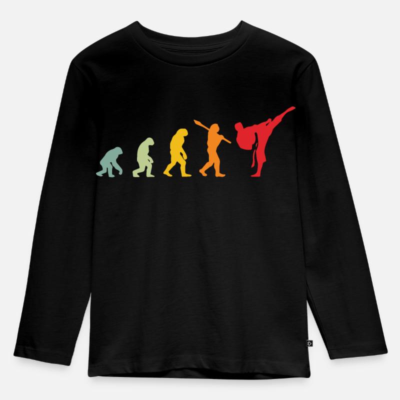 Karate Evolution Entwicklung Kamfkunst - Kinder Premium Bio Langarmshirt - Schwarz