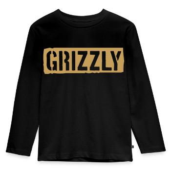 Grizzly Bär Slogan - Kinder Premium Bio Langarmshirt - Schwarz - Vorne - AI Model Kid Male (0cm)