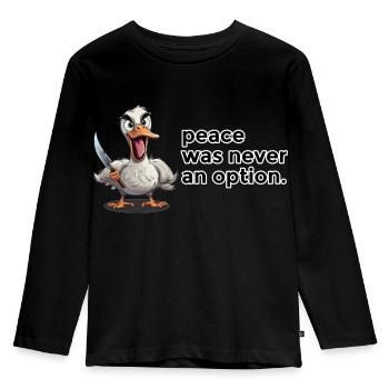 Oie avec couteau: Pas de paix drôle de chemise - T-shirt manches longues Premium Enfant - noir - Devant - AI Model Kid Male (0cm)