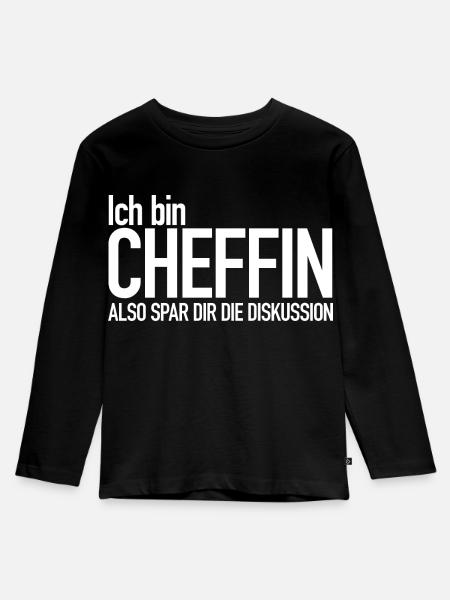 Ich bin Chefin... - Kinder Premium Bio Langarmshirt - Schwarz