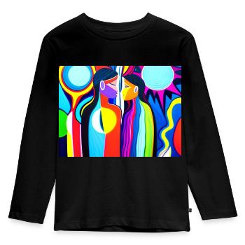 Kulturelle Vielfalt abstrakt - Kinder Premium Bio Langarmshirt - Schwarz - Vorne - AI Model Kid Male (0cm)