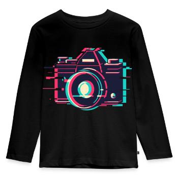VHS Störung Kamera - Retro Digital Fotografie - Kinder Premium Bio Langarmshirt - Schwarz - Vorne - AI Model Kid Male (0cm)