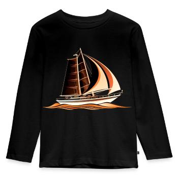 Segelboot - Kinder Premium Bio Langarmshirt - Schwarz - Vorne - AI Model Kid Male (0cm)