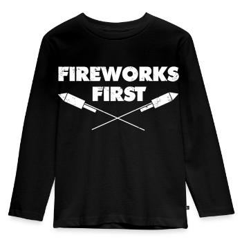 Fireworks First Pyro - Kinder Premium Bio Langarmshirt - Schwarz - Vorne - AI Model Kid Male (0cm)