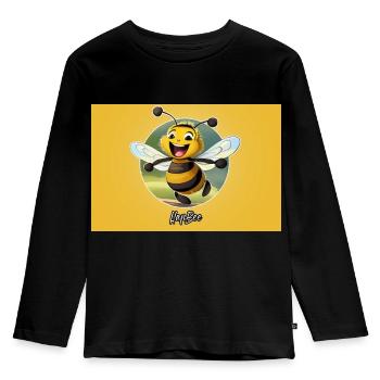 Jeu de mots expression ambiguë – HapBee (Abeille heureuse) - T-shirt manches longues Premium Enfant - noir - Devant - AI Model Kid Male (0cm)