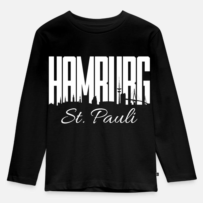HAMBURG ST. PAULI - Kinder Premium Bio Langarmshirt - Schwarz
