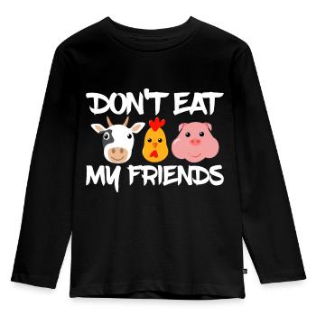 Vegan Vegetarierin Vegetarier Tierschutz Tiere - Kinder Premium Bio Langarmshirt - Schwarz - Vorne - AI Model Kid Male (0cm)