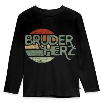 Bruderherz by the Manzanita`s - Kinder Premium Bio Langarmshirt - Schwarz - Vorne - AI Model Kid Male (0cm)