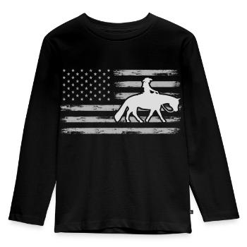 Western Horse & Western Rider Western Riding - Kids' Premium Longsleeve Shirt - black - Front - AI Model Kid Male (0cm)
