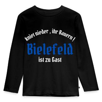 kniet nieder ihr Bauern Bielefeld ist zu Gast - Kinder Premium Bio Langarmshirt - Schwarz - Vorne - AI Model Kid Male (0cm)