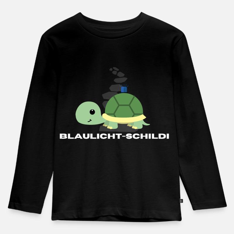 Blaulicht-Schildi mit Weg | Geschenk, Geschenkidee - Kinder Premium Bio Langarmshirt - Schwarz