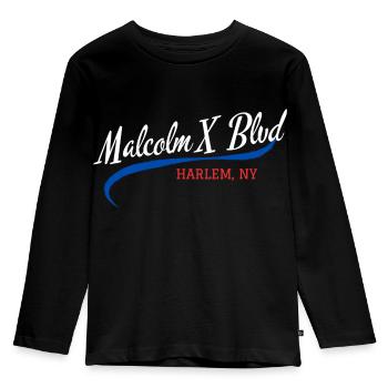 Neighborhood Series – Malcolm X Blvd - Kinder Premium Bio Langarmshirt - Schwarz - Vorne - AI Model Kid Male (0cm)