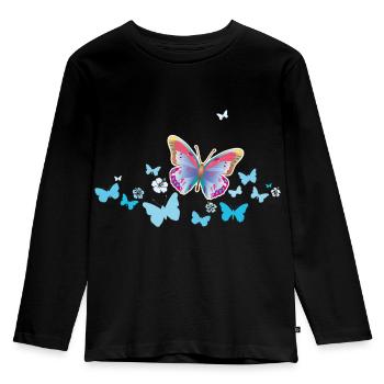 Butterflies Butterflies Insects Spring Summer - Kids' Premium Longsleeve Shirt - black - Front - AI Model Kid Male (0cm)