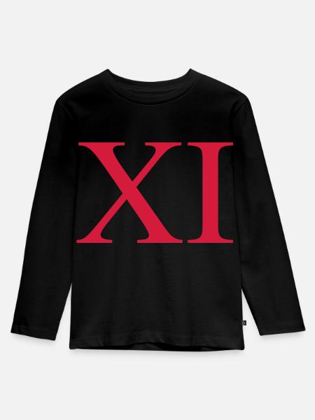 11 - Kinder Premium Bio Langarmshirt - Schwarz