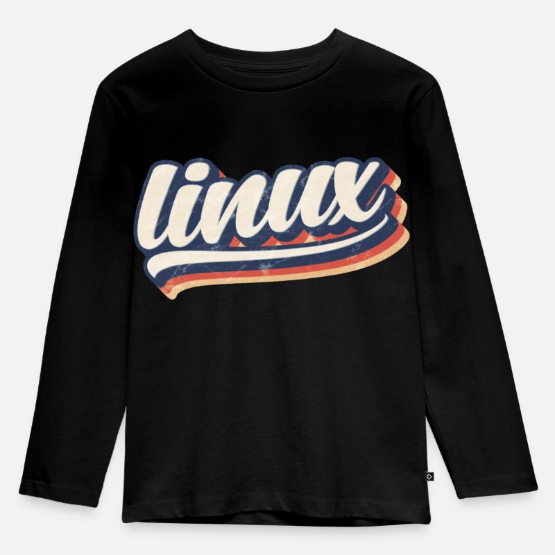 Linux-| Retro Vintage Logo - Kinder Premium Bio Langarmshirt - Schwarz