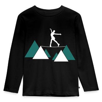 slackline slacken rope acrobat rope artist balance - Kids' Premium Longsleeve Shirt - black - Front - AI Model Kid Male (0cm)