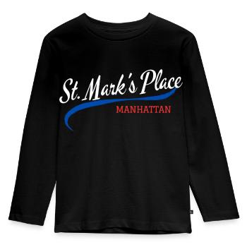 Neighborhood Series – St Mark's Place - Kids' Premium Longsleeve Shirt - black - Front - AI Model Kid Male (0cm)