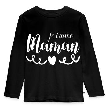 je t aime Maman Fête des Mères - T-shirt manches longues Premium Enfant - noir - Devant - AI Model Kid Male (0cm)