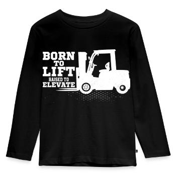 Born To Lift Raised To Elevate Forklift Driver Job - Kids' Premium Longsleeve Shirt - black - Front - AI Model Kid Male (0cm)