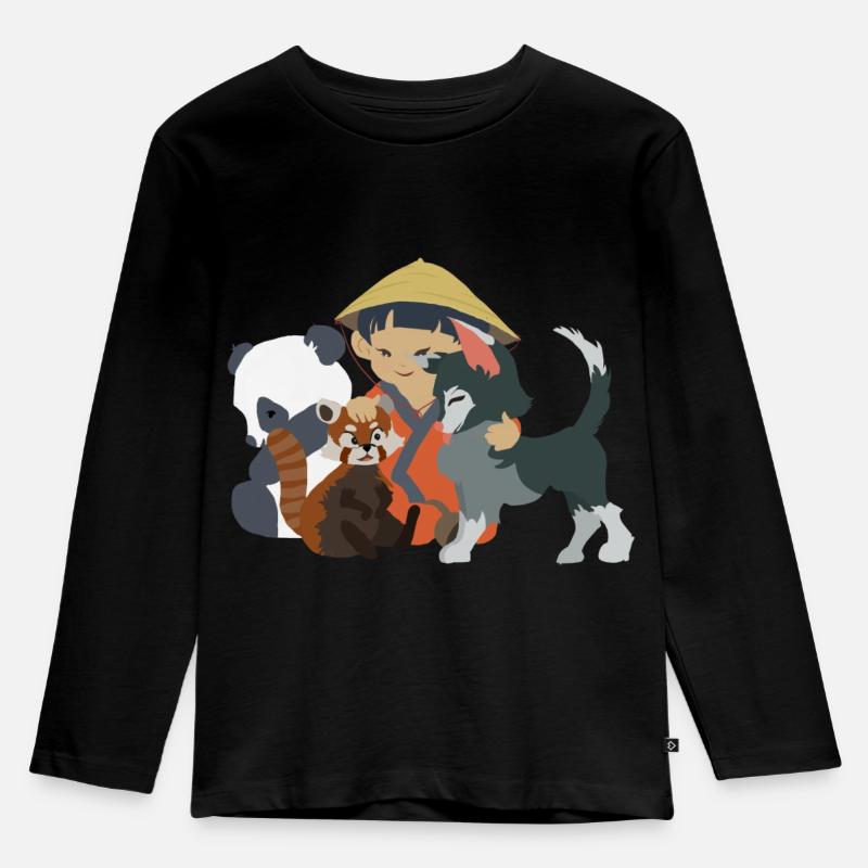 Kleines asiatisches Kind - Kinder Premium Bio Langarmshirt - Schwarz