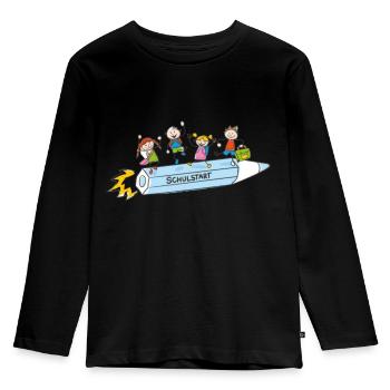 Schulstart Kinder Geschenk - Kinder Premium Bio Langarmshirt - Schwarz - Vorne - AI Model Kid Male (0cm)