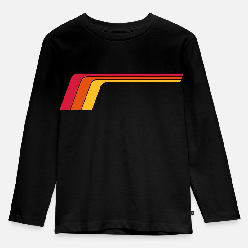 Retro Stripes - Kinder Premium Bio Langarmshirt - Schwarz